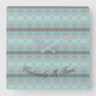 Square Clock With Teal And Grey
