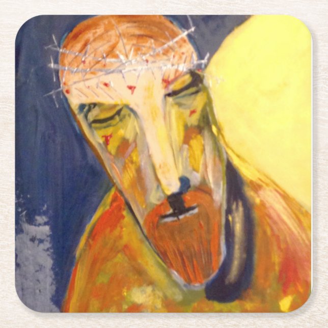 square coaster, Jesus Paper Coaster (Front)
