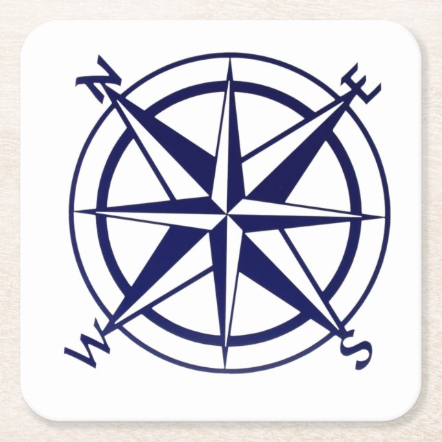 Square Coasters - Nautical Compass (Front)