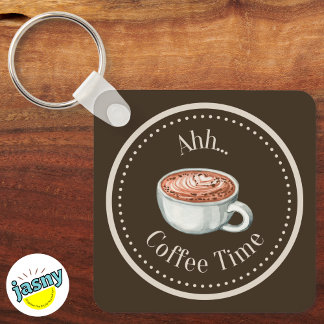 SQUARE COFFEE TIME KEY RING