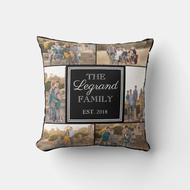 Square Collage Custom Photo Throw Pillow (Front)