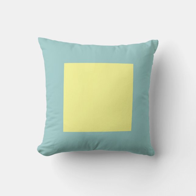 Square Colours - Chalk Yellow on Lt Blue Green Cushion (Front)