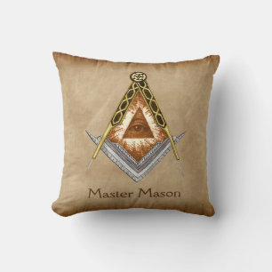 Square & Compass with All Seeing Eye Cushion