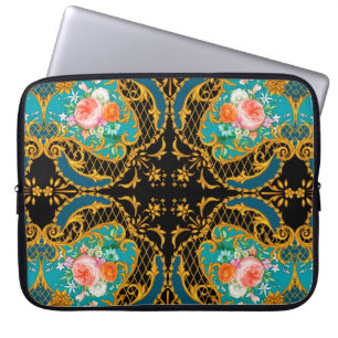 Square composition with pink and orange flowers 1 laptop sleeve