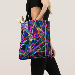 Square corners and neon colourful spots tote bag