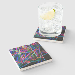 Square corners in line and neon coloured stone coaster