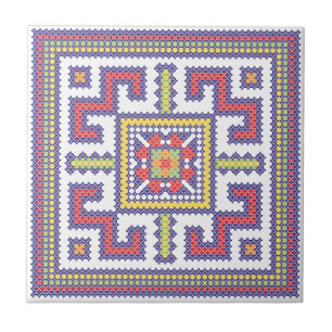 Square cross-stitch pattern tile