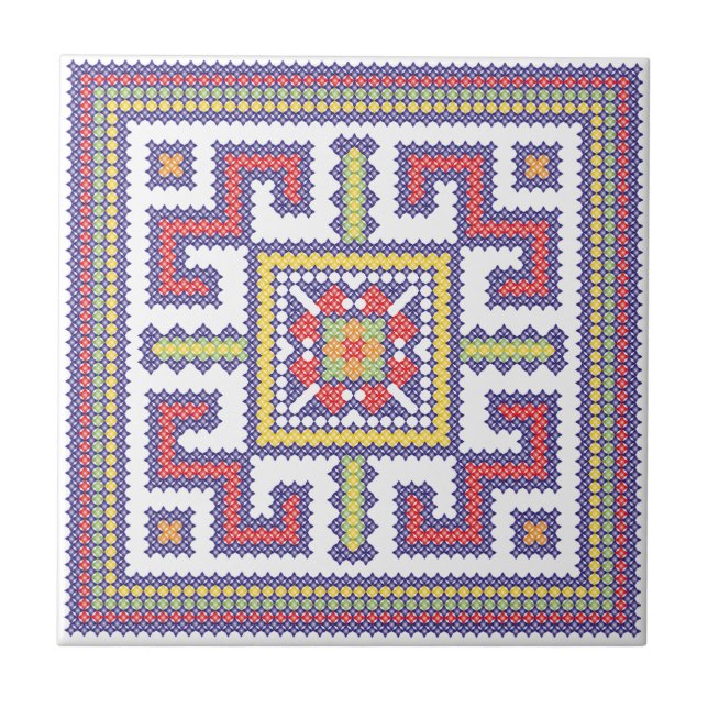 Square cross-stitch pattern tile (Front)