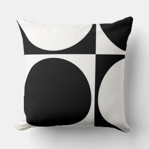 Square Cushion, Black&White Squares&Circles Cushion