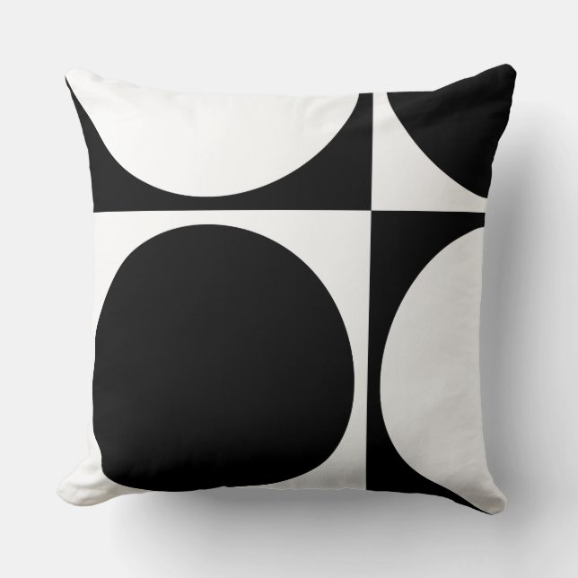 Square Cushion, Black&White Squares&Circles Cushion (Front)