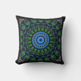 Square cushion design Jimette blue, green and blac