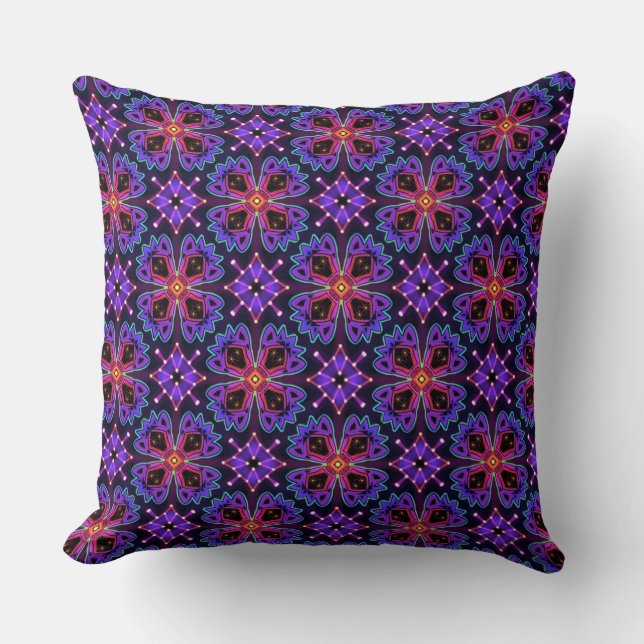 Square cushion Jimette Design blue fuchsia purple (Front)