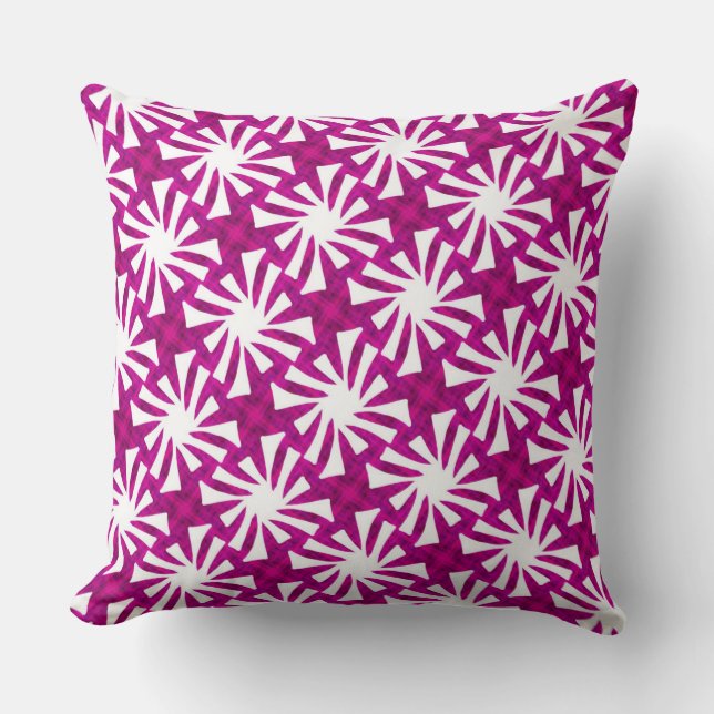 Square cushion Jimette Design fuchsia ans white (Front)