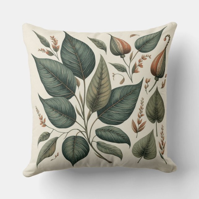 square cushion with leaf print (Back)