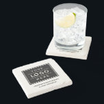 Square Custom Black Business Logo Company Branded Stone Coaster<br><div class="desc">Square custom branded stone coasters set features your professional business logo design. Simply add your company logo to the black and white placeholder image. Colours can be modified.</div>
