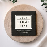 Square Custom Black Business Logo Company Branded Stone Coaster<br><div class="desc">Square custom branded stone coasters set features your professional business logo design. Simply add your company logo to the white placeholder image. Black background colour can be modified.</div>