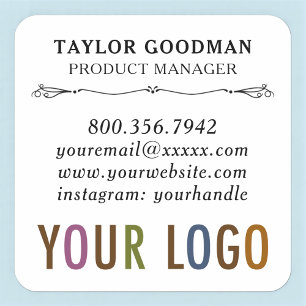 Square Custom Business Card Stickers Acid Free