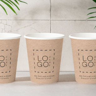 Square Custom Business Company Logo Rustic Kraft  Paper Cups