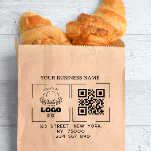 Square Custom Business Logo Qr Code & Address  Rubber Stamp