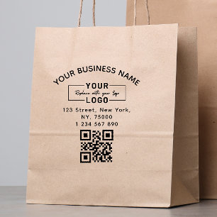 Square Custom Business Logo Qr Code & Address  Rubber Stamp