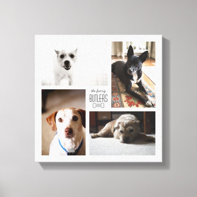 Square Custom Family Pet 4-Photo Canvas (Front)