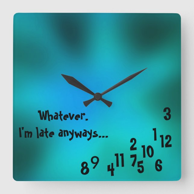 Square custom green, blue clock (Front)