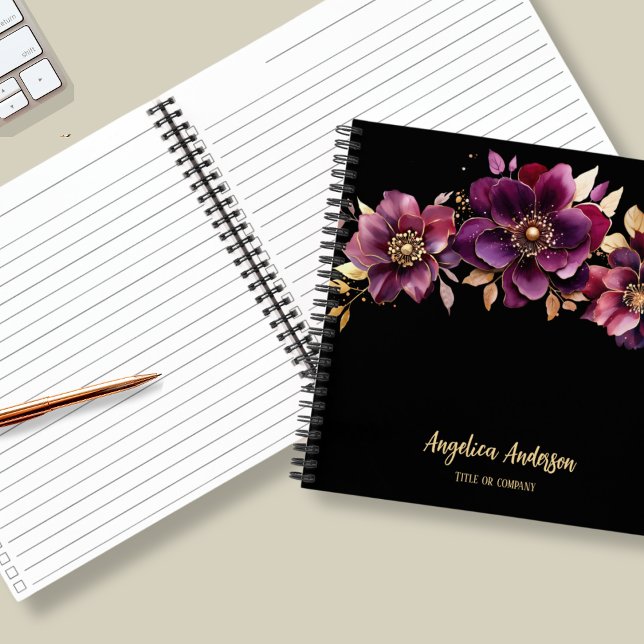 Square Custom Purple Floral  Notebook (Creator Uploaded)