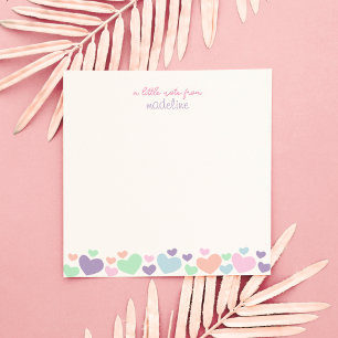 Square Cute Colorful Heart Girly Script Stationary Card