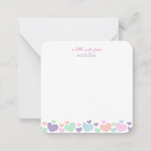 Square Cute Colourful Heart Girly Script Stationar Card