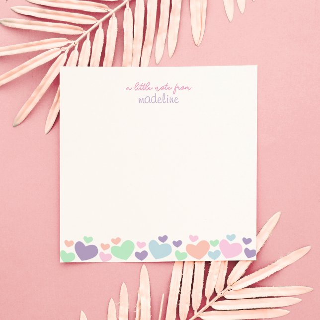 Square Cute Colourful Heart Girly Script Stationar Card (Creator Uploaded)