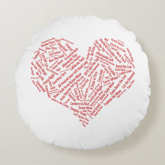 Square Dance Calls Heart Round Cushion (Front)