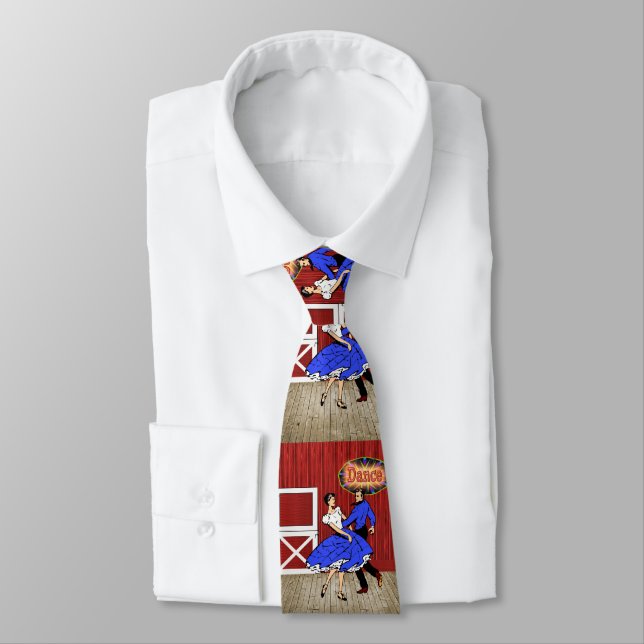 Square Dance Couple Barn Dance Tie (Tied)