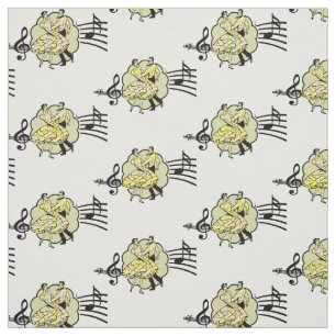 Square Dance Couple Yellow Check Dress Music Fabric