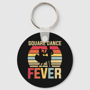 Square Dance Fever Cowboy Country Music Square Dan Key Ring