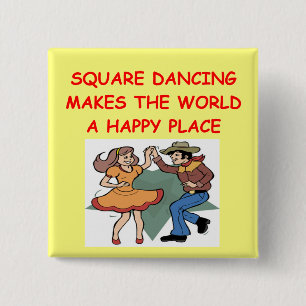 square dancing 15 cm square badge