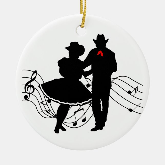 Square Dancing Ceramic Tree Decoration (Front)