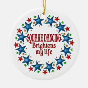 Square Dancing Stars Ceramic Tree Decoration