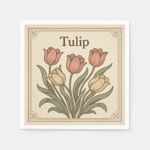 Square  Design  for Tulip, Retro Style USA Napkin
