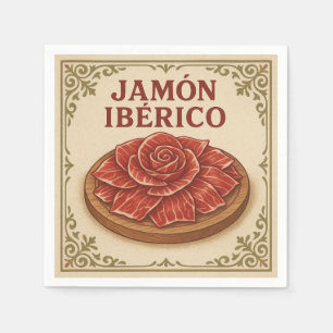 Square Design (Jamón Ibérico, Retro Style) Napkin
