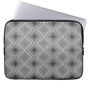 Square Diamond Monotone Black Grey Laptop Sleeve