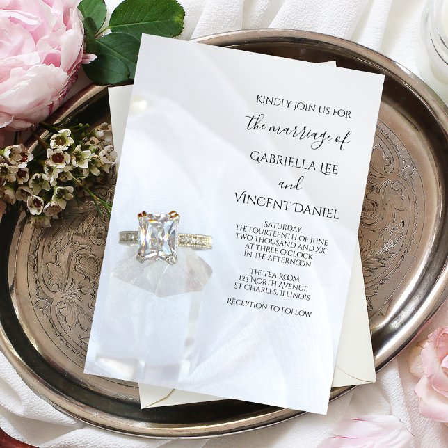 Square Diamond Ring and Pillar Crystal Wedding Invitation (Creator Uploaded)