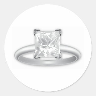 Square Diamond Ring Classic Round Sticker