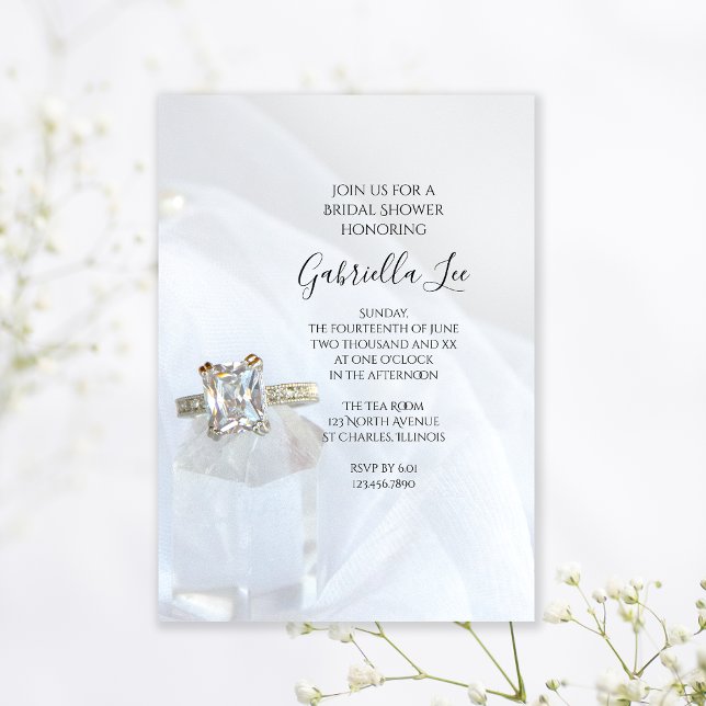 Square Diamond Ring Pillar Crystal Bridal Shower Invitation (Creator Uploaded)