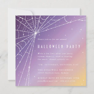 Square Diamond Spider Web Halloween Party Invitation