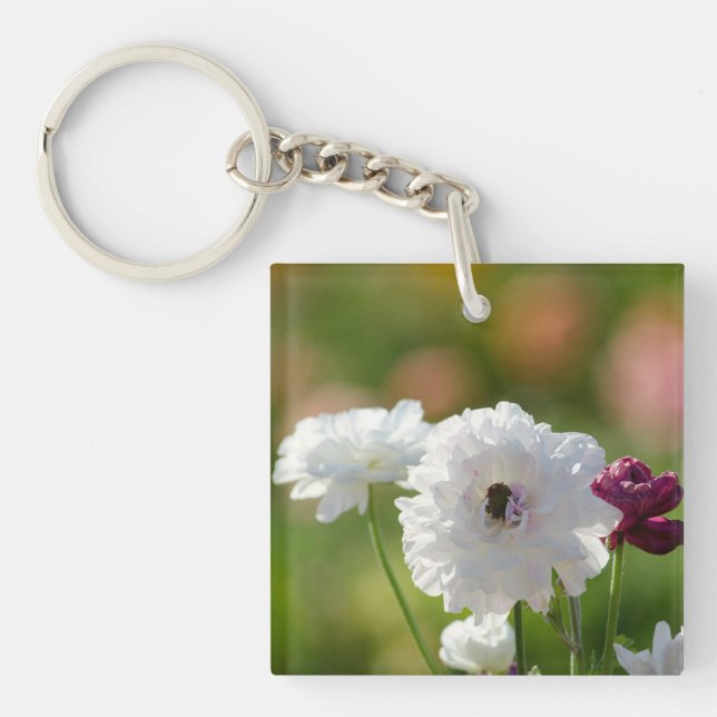 Square (double-sided) Keychain Flower Fields Flwr (Front)