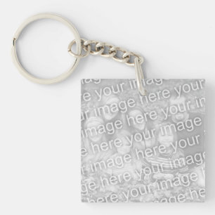 Square double sided photo keychain two pictures