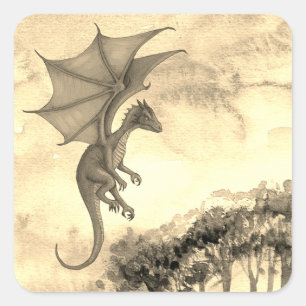 Square Dragon Sticker