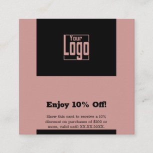 Square Dual-Tone Pink & Black Hairstylist 10% Off Discount Card