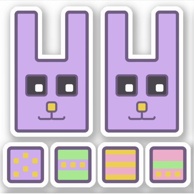 Square Easter Bunny Vinyl Stickers (Front)