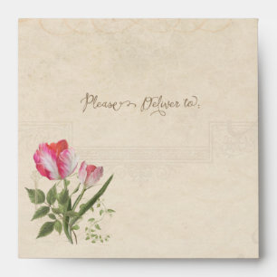 Square Elegant Botanical Floral Vintage Tulips Art Envelope